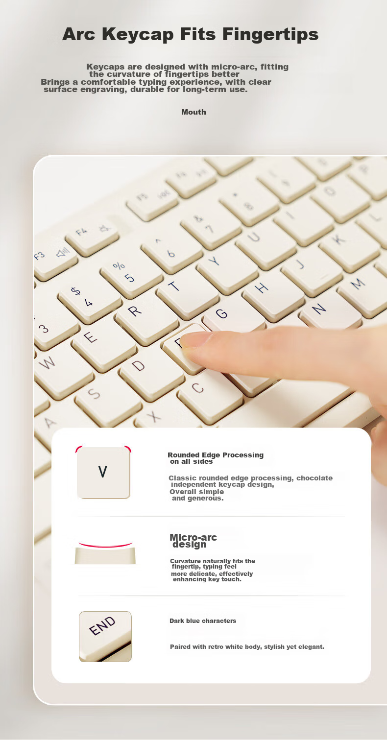CHERRY DW2300 Wireless Keyboard And Mouse Combo Set, Business Office Home Laptop External Full-Size Quiet Portable Ergonomic Keyboard And Mouse, Vintage White 4
