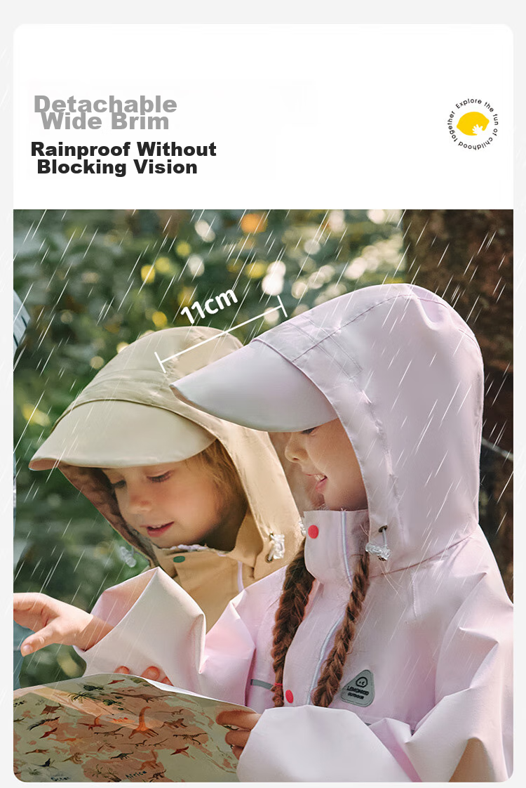 Lemonkid Children's Raincoat with Detachable Brim, School Raincoat for Boys And Girls, with Backpack Space, Full-Body Raincoat for Elementary School Students 5