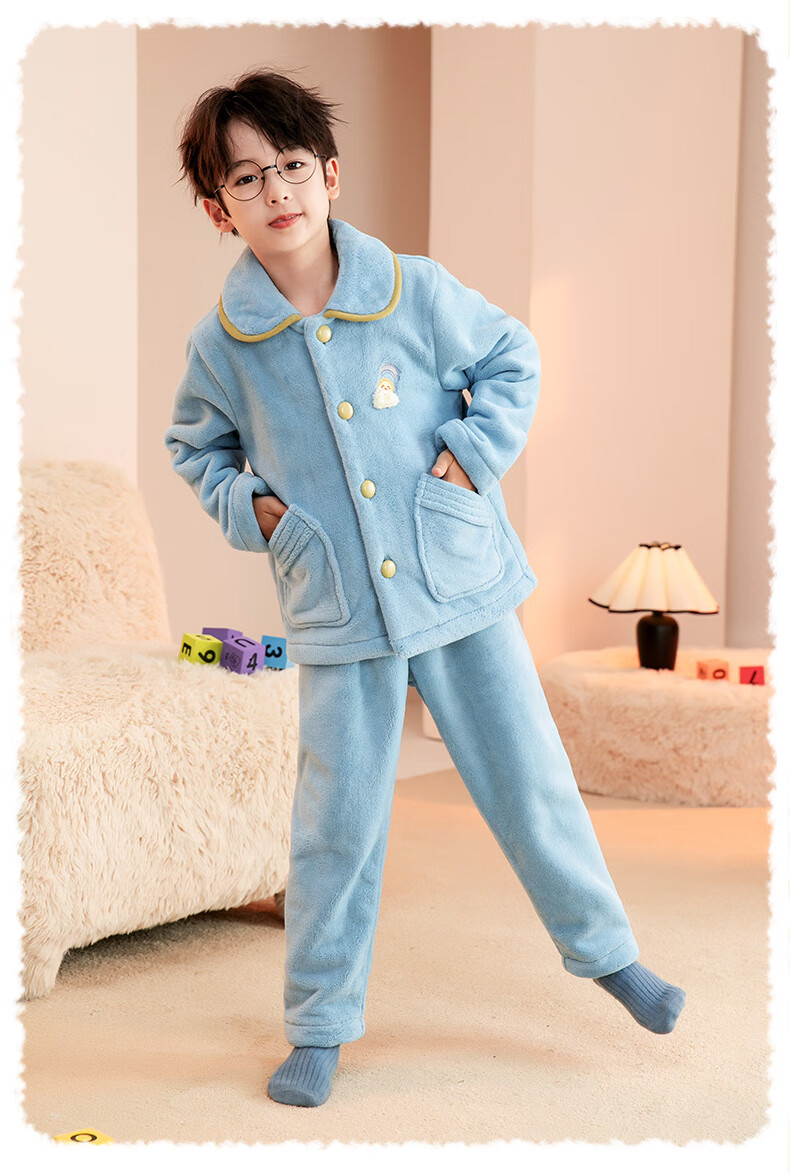 Fenteng Children's Pajamas for Boys, Anti-Static, Thickened Double-Sided Fleece, Warm, Big Kids' Loungewear Q9FJ257940359 19