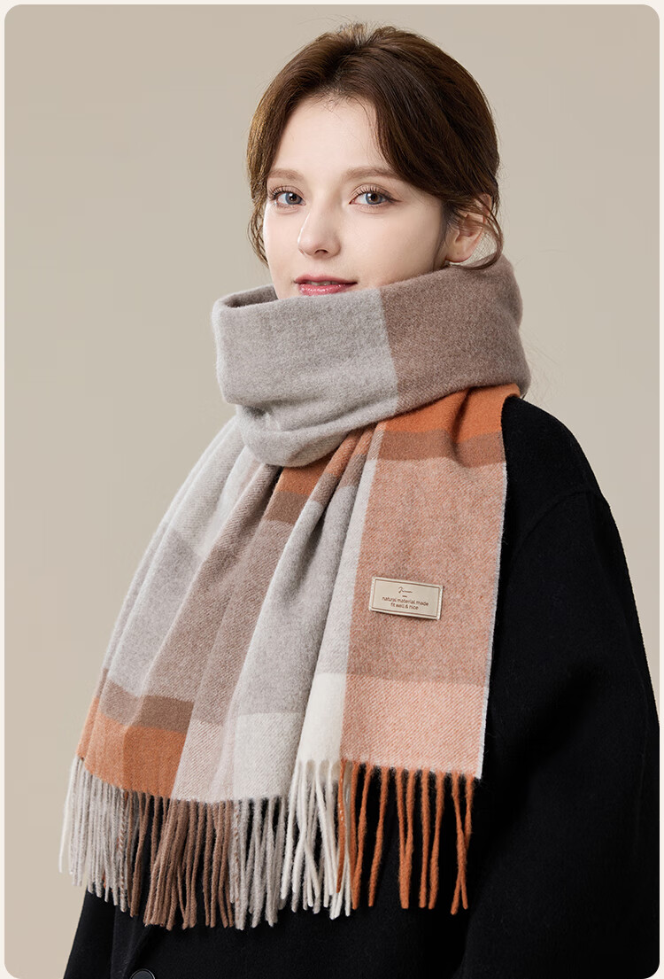 JIUMU Pure Wool Scarf for Women, Autumn And Winter Neck Warmer, Outer Wrap, Warm Shawl, Gift for Women, Mid-Autumn Festival Birthday Present, Gift Box Set 8
