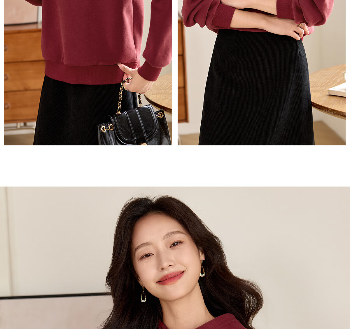 PinCai Fleece-Lined Sweatshirt for Women, Loose Drawstring Hoodie, Autumn And Winter Fleece-Lined Thickened Solid Color Jacket P144W2001 19