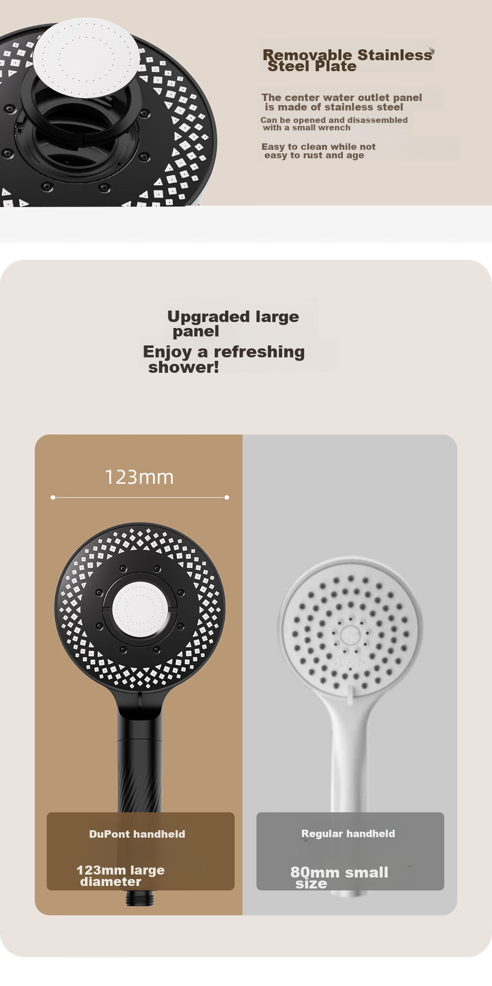 DU PONT Fortune Global 500 Company High-Pressure Shower Head, Single-Head High-Pressure Handheld Shower Head, Pressurized Shower Head 10