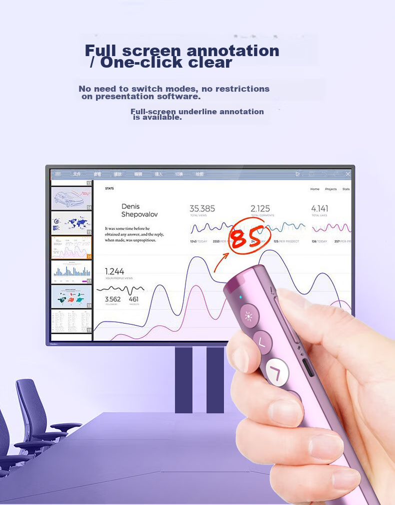 NORWII N10s Pro Laser Page-Turning Pen, Purple, Touchscreen Writing, Teacher's PPT Bluetooth Page-Turning Pen Remote Control, Seewo LED Screen All-In Machine with 64GB Storage 8