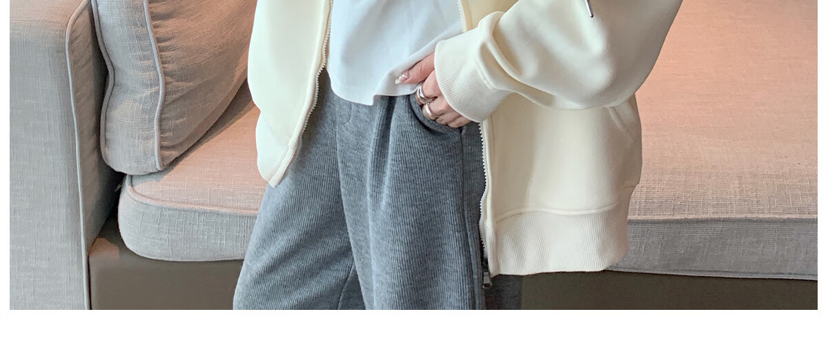Halo Queen Women's Sweatshirt Jacket with Fashionable Letter Print, Casual Comfortable Loose-Fitting Student Sweatshirt H13KF2141 18