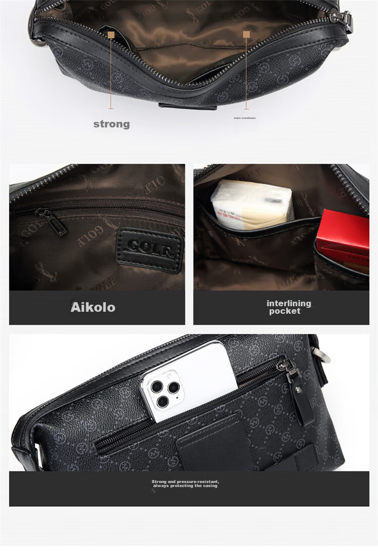 GOLF Shoulder Bag for Men, Printed Water-Resistant Large Capacity Trendy Crossbody Bag, Multifunctional Hand-Held Bag, Casual Fashion Waist Pack 5I597258J Black 12