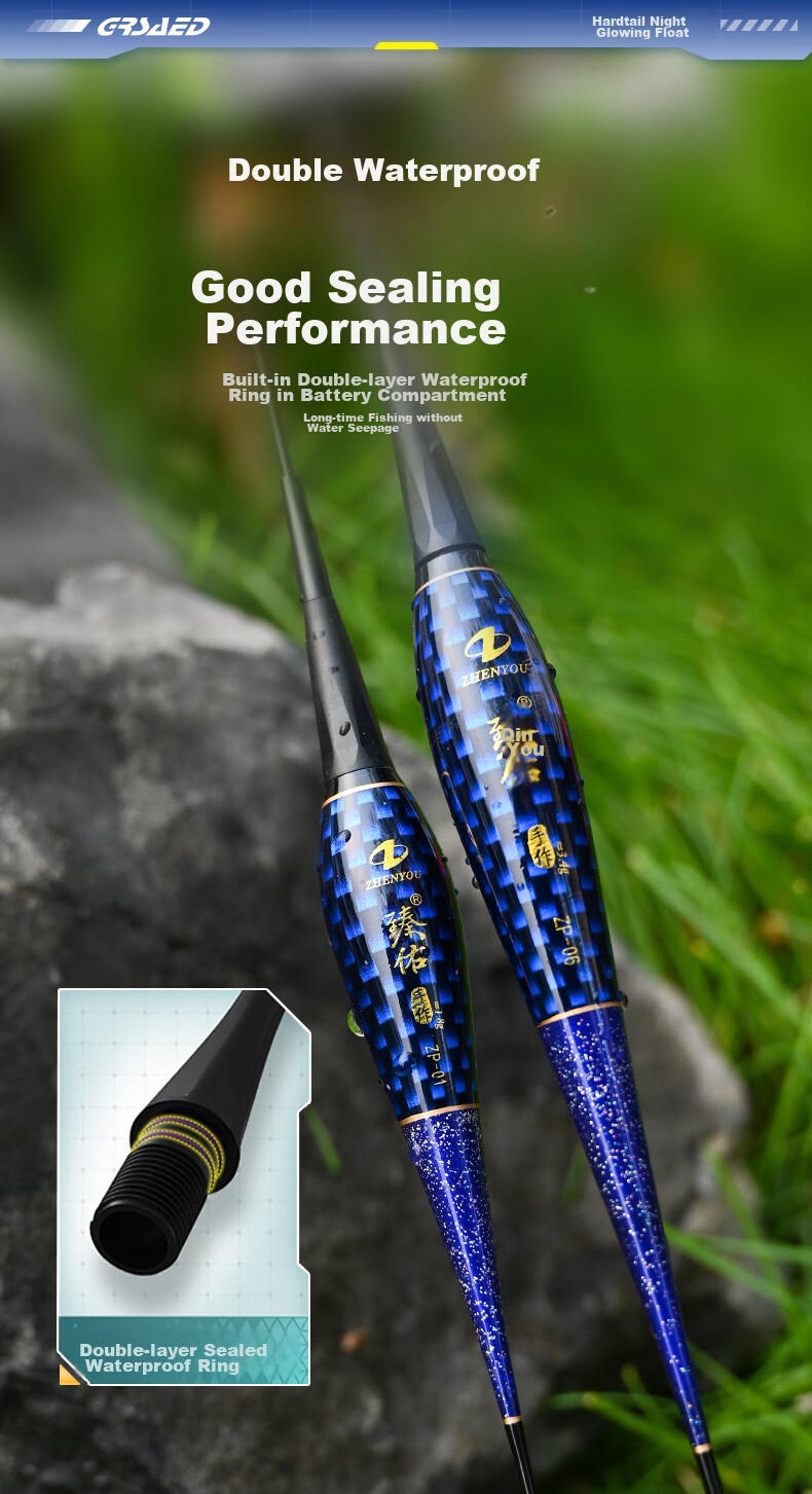 Grsaed Luminous Fishing Float with Bite Indicator, Color-Changing, Hard Tail, Highly Sensitive, Eye-Catching Buoy for Night Fishing, Carp And Big Fish Float, Electronic Float ZP08 9