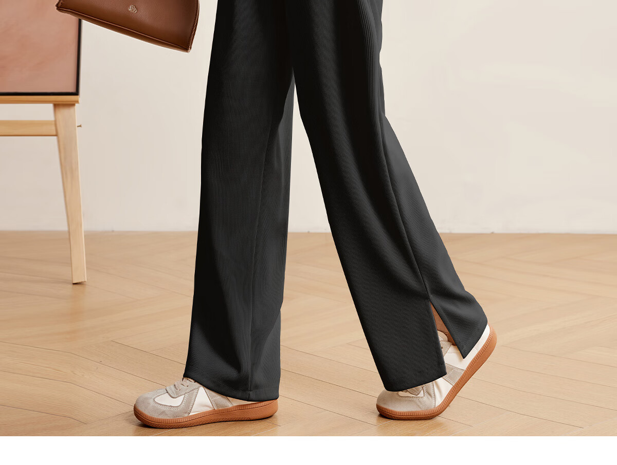 Halo Queen Women's Casual Pants, Spring And Autumn Drawstring Loose Wide-Leg Trousers, Fashionable Slimming Straight-Leg Pants H13QK5970 38