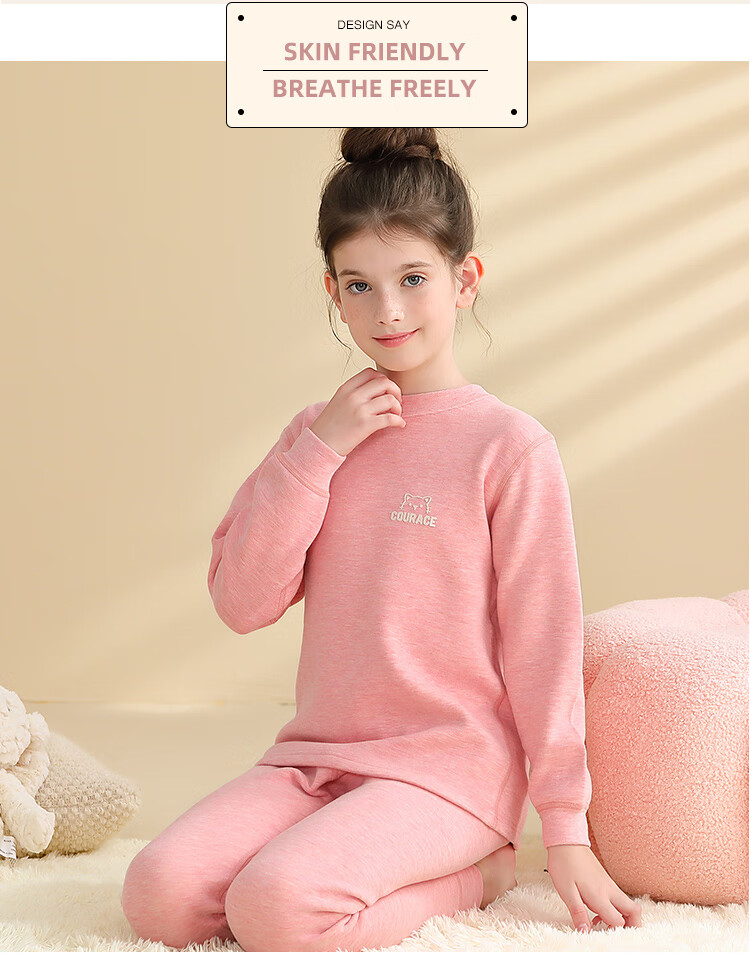 Nanjiren [400g School Uniform Essential] Children's Thermal Underwear, Boys And Girls Winter Fleece-Lined Thickened Autumn Top And Pants Set 23