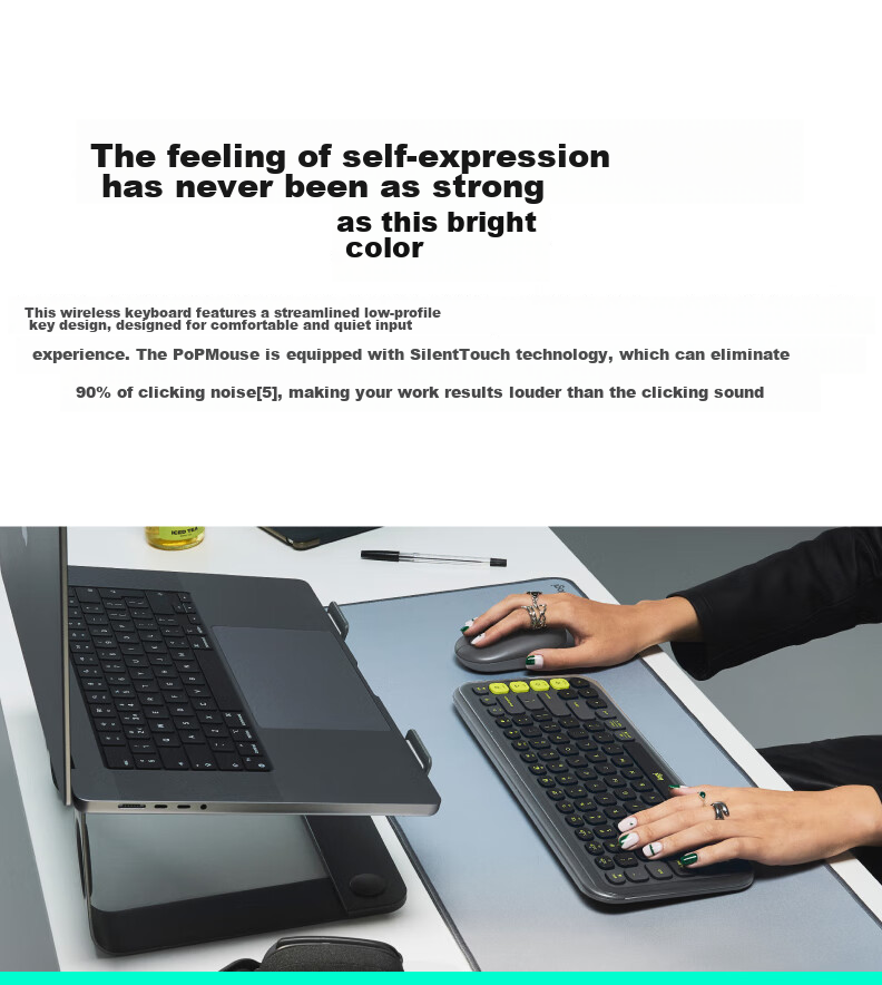 Logitech POP ICON KEYS Bubble Keyboard, Bluetooth Office Keyboard, Wireless Keyboard, AI Portable Keyboard, Laptop Keyboard, White, 85 Keys 3
