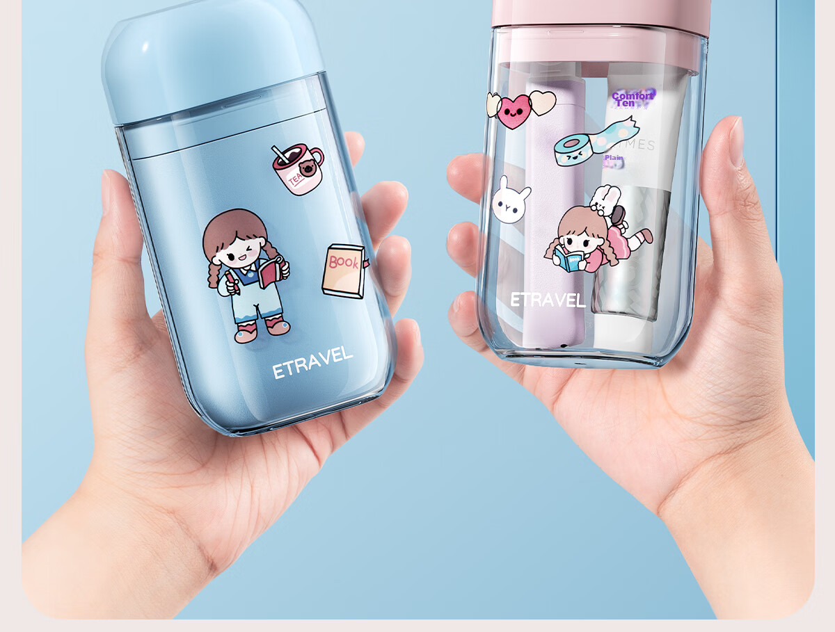 BADIGAO Travel Toiletry Cup Set with Toothpaste, Toothbrush, Portable Three-In Storage Box, Mouthwash Cup for Travel, Business Trips And Hotel Use 9