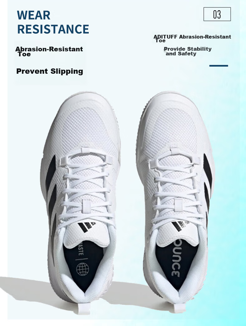 Adidas Badminton Shoes for Men, Professional Indoor Sports Shoes, Training Tennis And Volleyball Shoes HR1239, White, Size 42 5