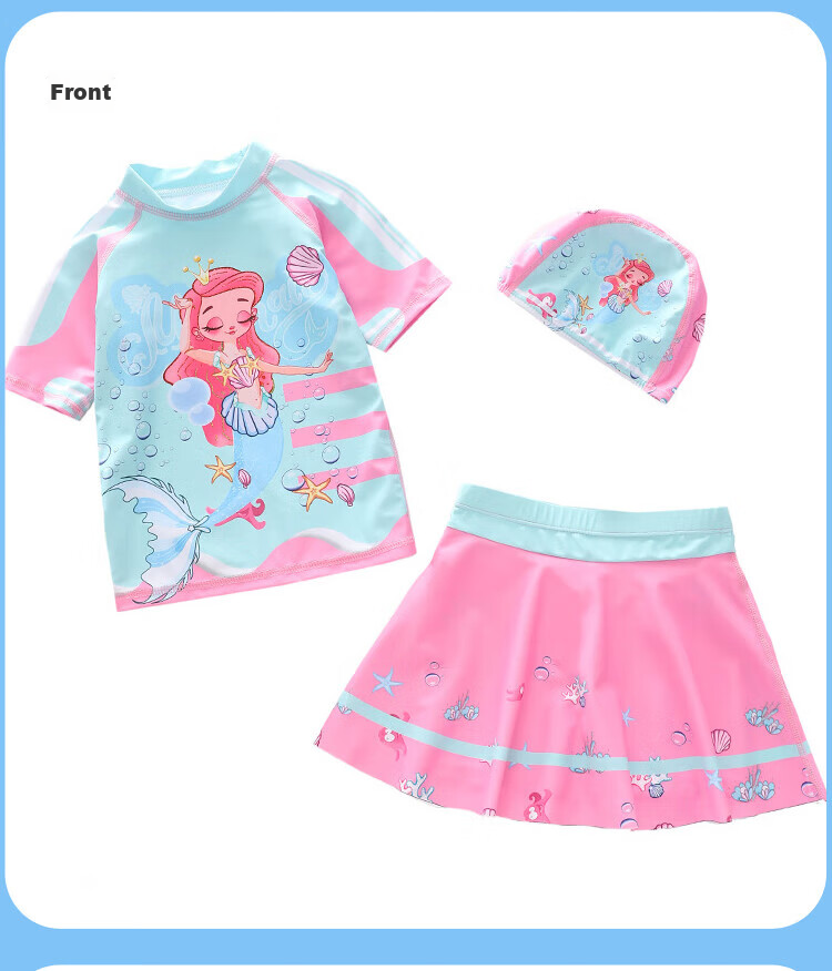 Yuke Children's Swimsuit for Girls, Two-Piece Skirted Swimwear with Boyshorts for Small to Big Kids, Cartoon Sports Girls' Swimwear 12