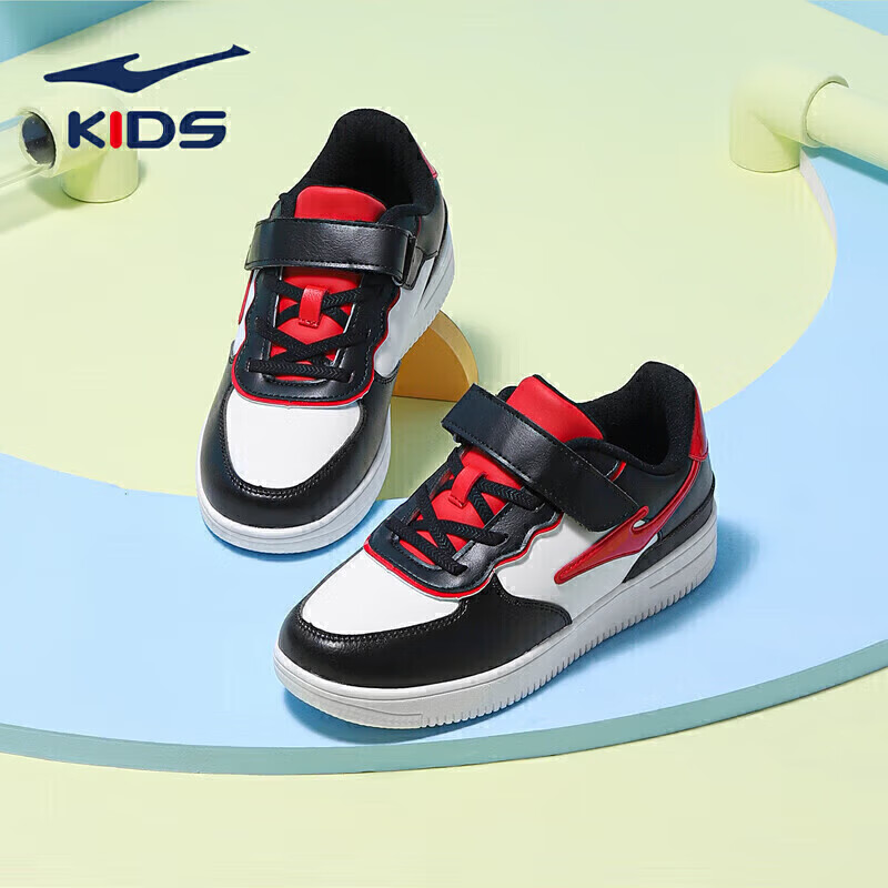 ERKE Children's Shoes, Boys' Skateboard Shoes for Older Kids, Versatile Children's Sneakers, 63121401017, Black/white, Size 38