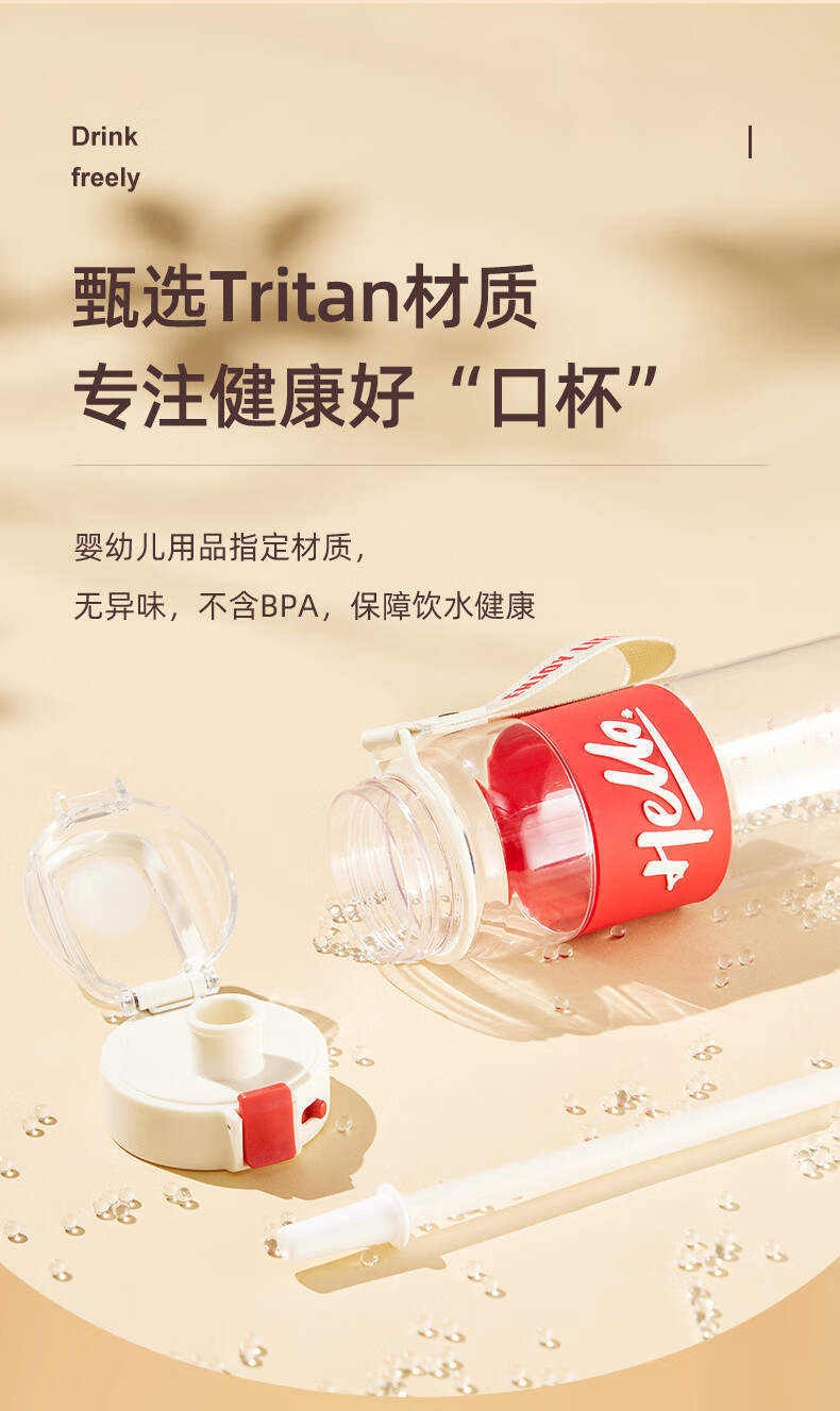 Cille Plastic Cup Outdoor Tritan Material Straw Cup for Men And Women Students Sports Water Bottle Portable Children's Dual-Use Cup 3
