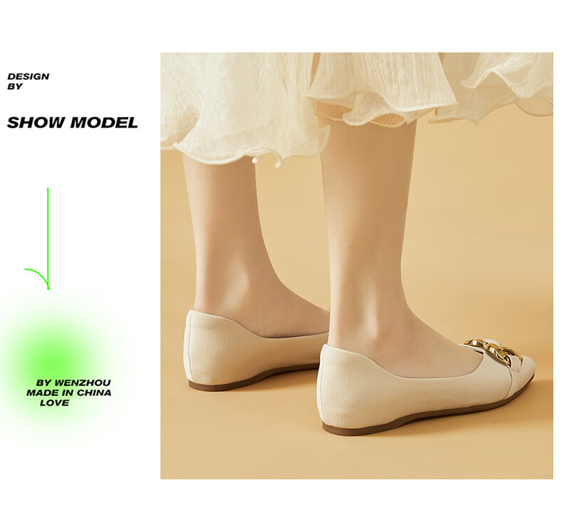 DAPHNE Flat Shoes, Soft Sole, Fashionable Women's Flats, Professional Commuter Shoes, Pointed Toe Loafers, 4623101057, Apricot Color, Size 39 8
