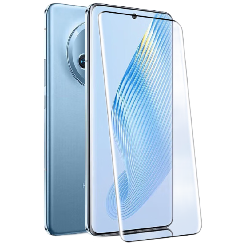 Baouzou [Damage Compensation] Compatible with HONOR Magic5 Tempered Glass Screen Protector Full-Coverage Curved HD Anti-Scratch Anti-Fingerprint Film