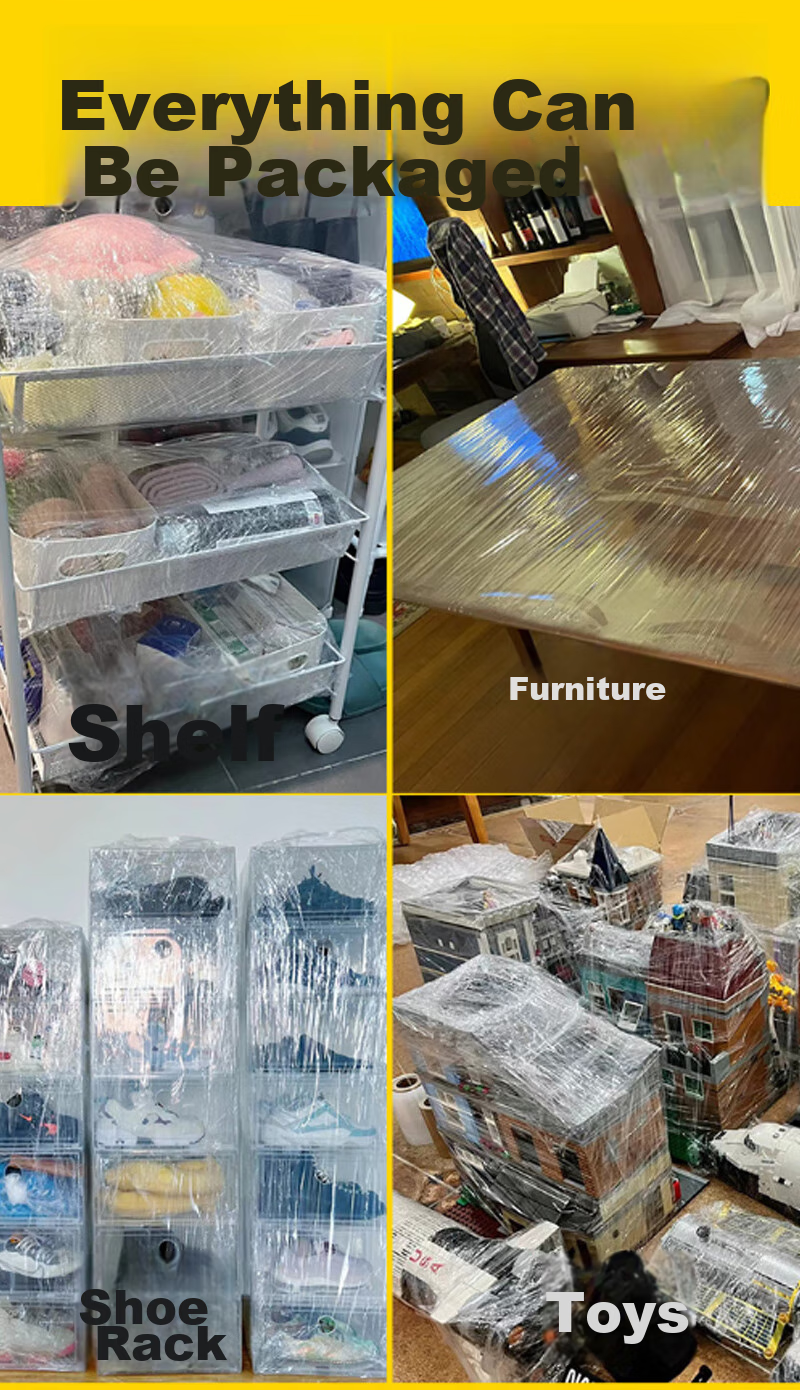 QDZX Moving Cardboard Boxes, Packing Stretch Wrap Film, Storage Organizing Boxes, Anti-Shock, 50cm, 1 Roll, 1.3kg 3