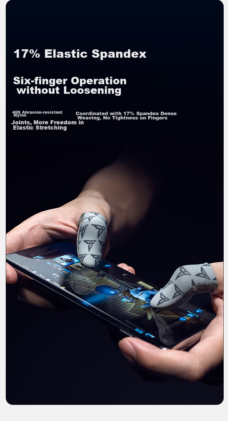 Flydigi P1 Lite Silver Cloth Gaming Finger Sleeves, Ultra-Thin Bare-Feel, Non-Slip Sweatproof Finger Covers, Esports Gaming Accessories for Mobile Phones And Tablets, PUBG Assistant 8
