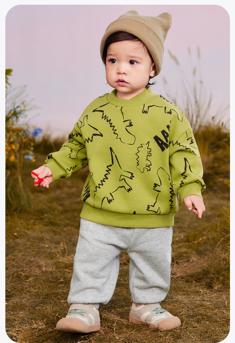 Minibala Fleece-Lined Sweatshirt Unisex Kids Warm 2024 Winter New Long Sleeve Half Turtleneck Top 1