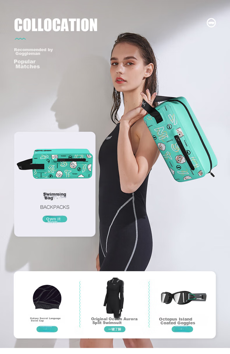 TOSWIM Swimming Bag, Sports Fitness Handheld Waterproof Bag, Toiletry Storage Bag, Green Memory 10
