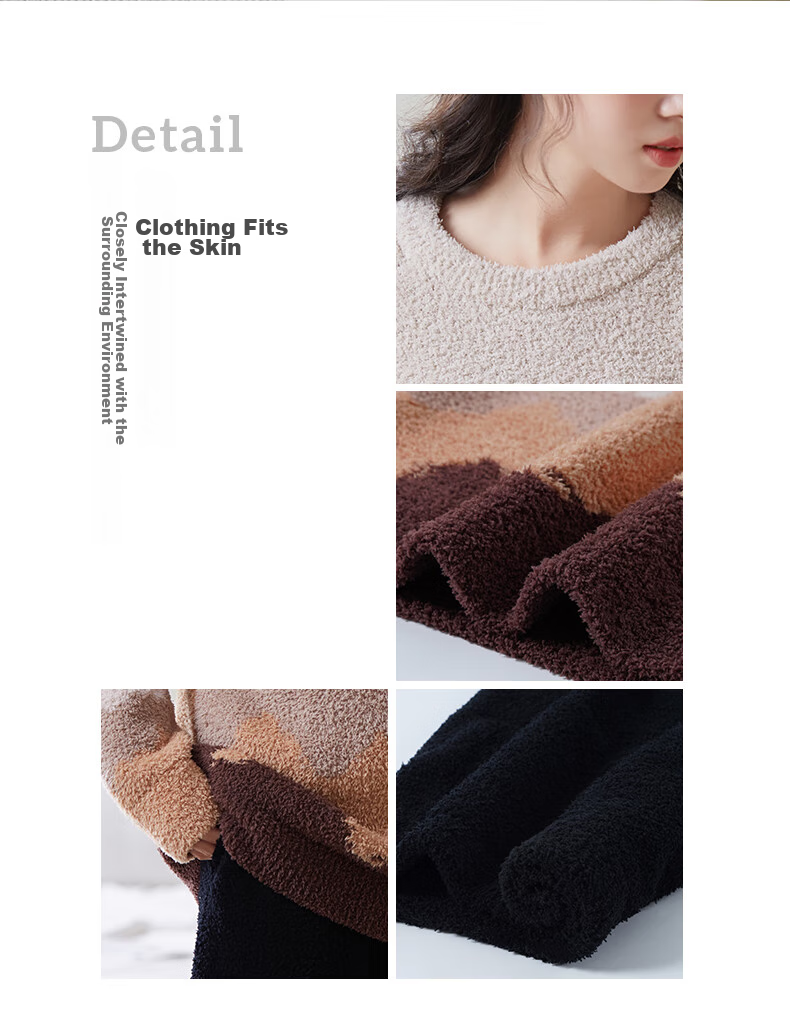 Shaqian Couple's Pajamas, Autumn And Winter Half-Fleece Women's Style, Thickened Warm Coral Fleece Men's Casual Home Wear Set 15