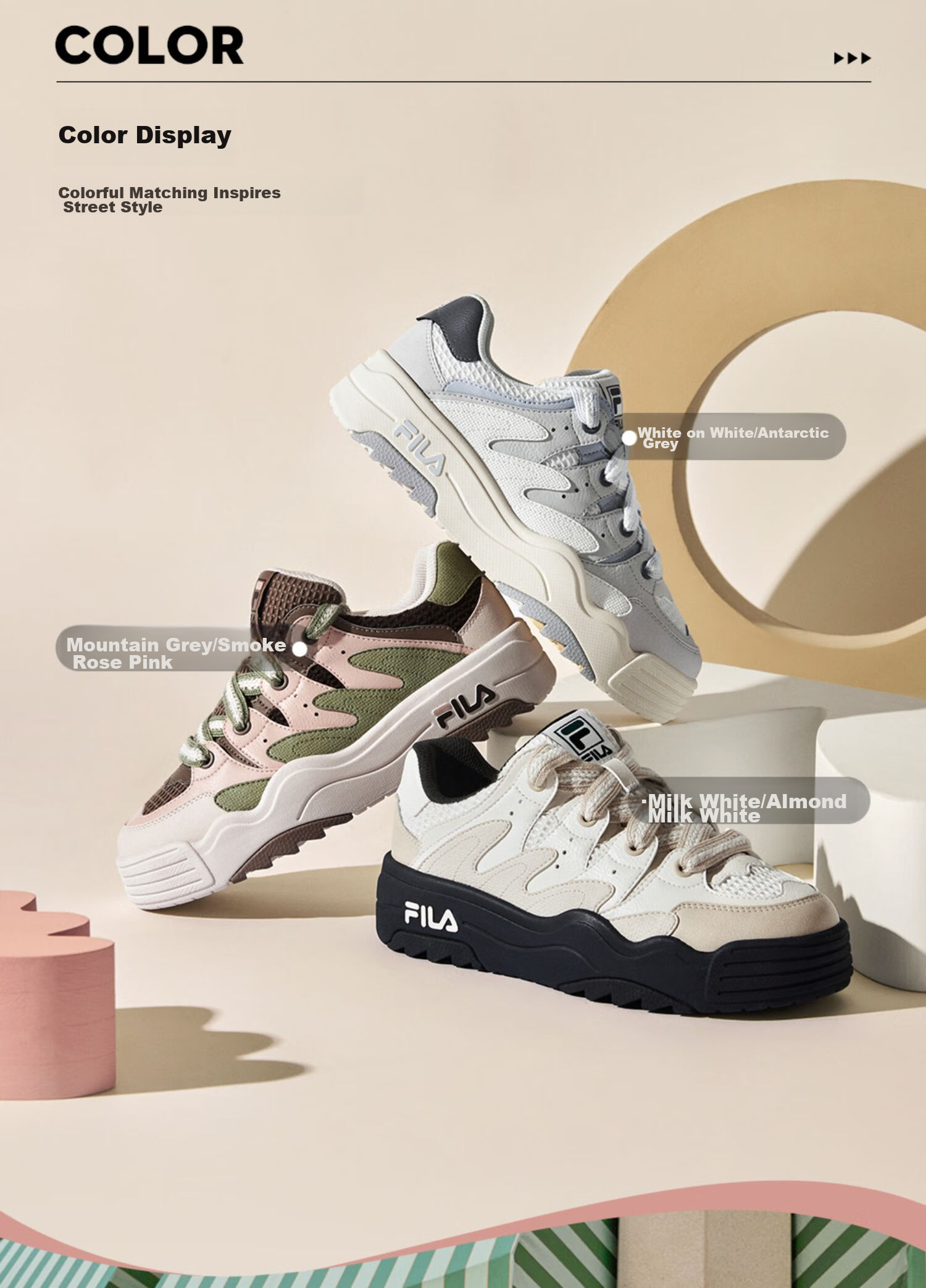 FILA Official Women's ROSETTA Modern Sneakers Colorful Casual Sports Shoes 12