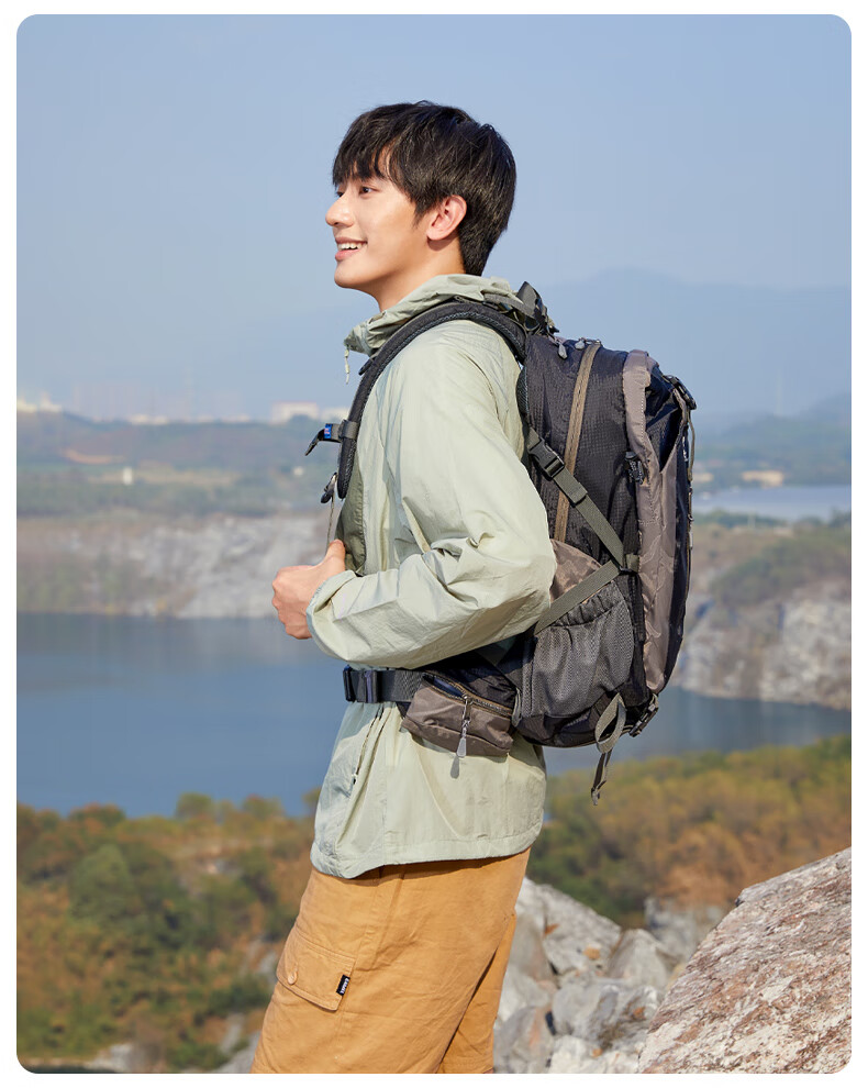 CAMEL Hiking Backpack Outdoor Travel Backpack Mountaineering Double Shoulder Backpack Hiking Backpack 2S04001 Black 18