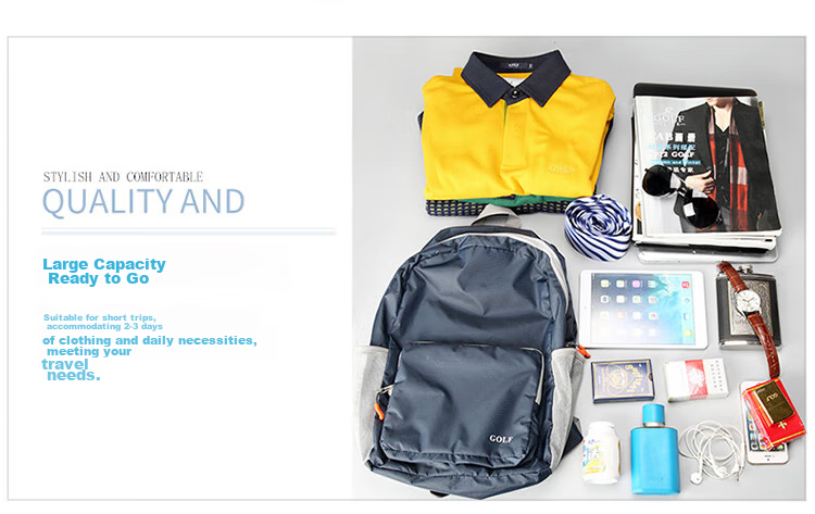 GOLF Fashion Backpack for Men And Women, Lightweight Travel Bag, Outdoor Folding Bag, Sports Bag, Student Schoolbag 4