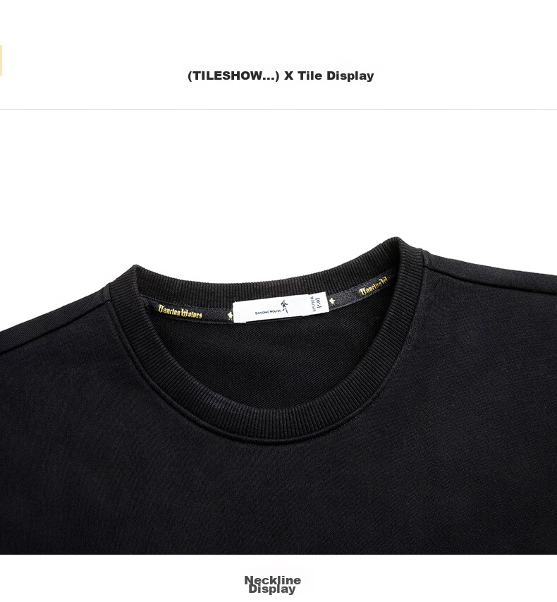 DANCING WOLVES [Kaomian Soft] Simple Embroidery Versatile Casual Pullover Long-Sleeve Men's Sweatshirt, 001 Black, Size 185 16