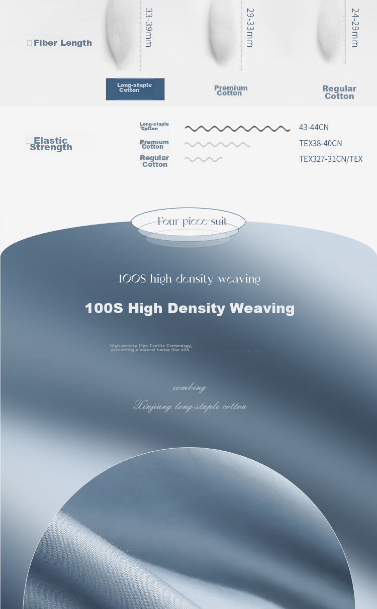 Mengjie Jiafang 100% Long-Staple Cotton High-End Luxury Four-Piece Bedding Set, Pure Cotton Embroidered Bedsheet And Duvet Cover, for 1.8m Bed, 220*240cm, Aivite - Blue 4