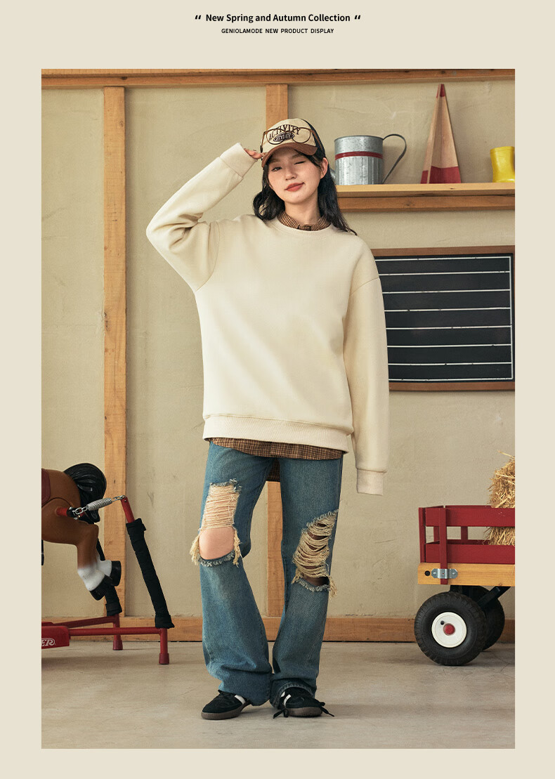 GENIOLAMODE Forest Group Men's Sweatshirt, Autumn 2026 New Heavyweight Round Neck Loose Casual Pullover Long-Sleeve Men's T-Shirt 9