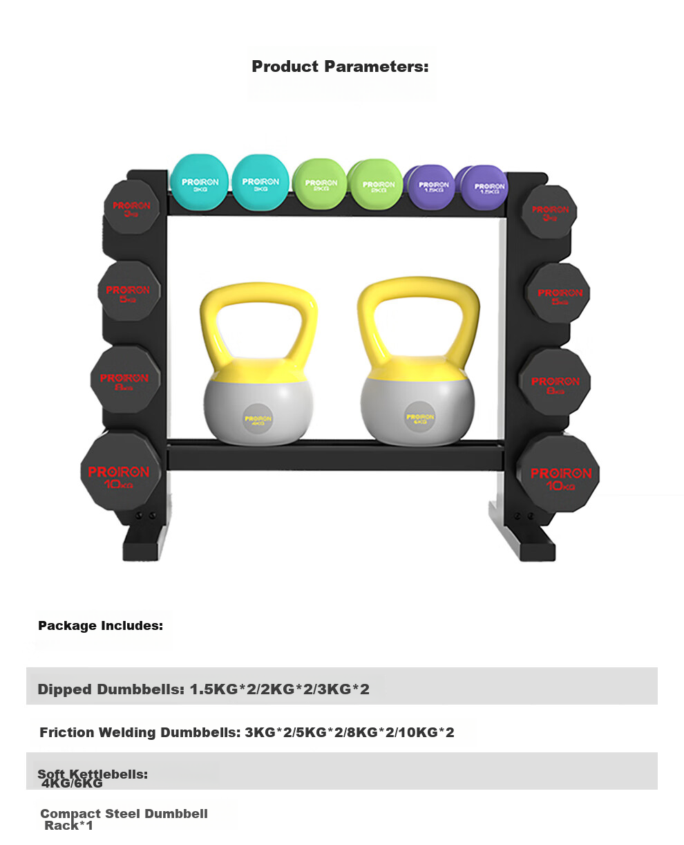 PROIRON Puli'ai Dumbbell Rack for Home Gym, Steel Four-Tier Multifunctional Storage Rack for Men And Women's Dumbbells 12