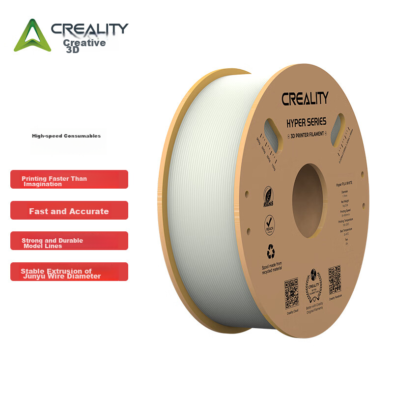 Creality 3D Printing Consumables Hyper-PLA RFID High-Speed Printing High Tensile Easy-To Eco-Friendly Filament Intelligent Parameter Recognition White