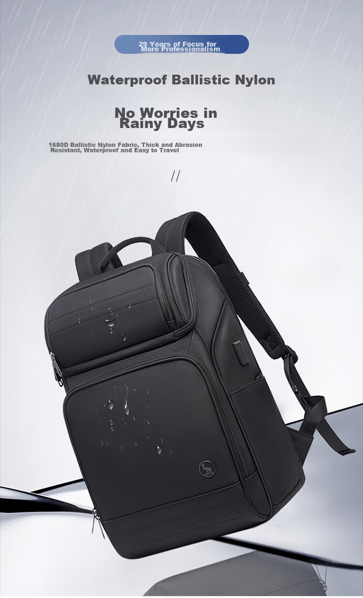 OWAS Backpack Laptop Bag for Men, 16-Inch Travel Business Lightweight Luxury Black Backpack 8