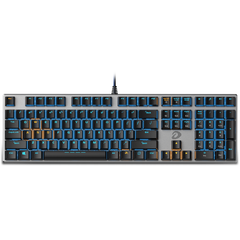 DAREU EK815 Mechanical Alloy Edition, Mechanical Keyboard, Wired Keyboard, Gaming Keyboard, 108 Keys, Single Backlight, Multi-Key Anti-Ghosting, PUBG Keyboard, Black And Silver Black Switches