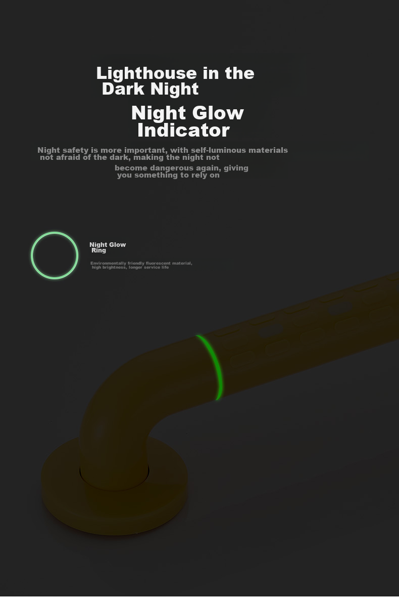 Pollock BLK-FS58 Straight Handrail, Bathroom Safety Non-Slip Luminous Handrail for Elderly, Barrier-Free Bathroom Handrail 11