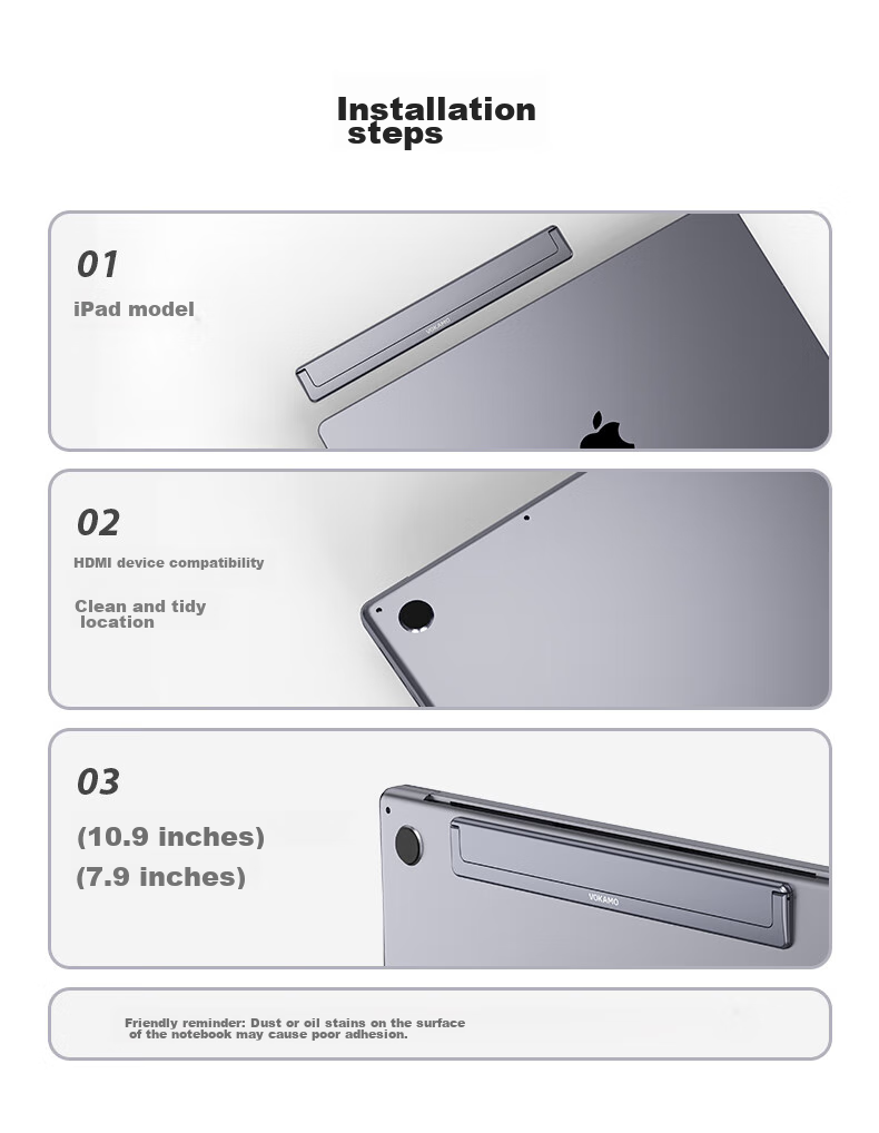 VOKAMO Invisible Portable Laptop Stand Compatible with Huawei Mate, Lenovo Computers, X Apple MacBook Pro/Air Laptops, Aluminum Alloy Computer Desk Support Riser 11