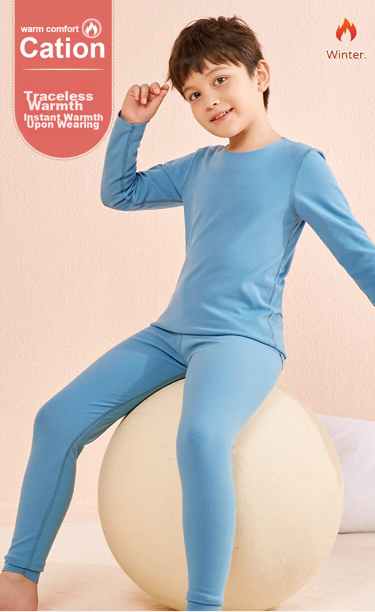 Langsha Children's Thermal Underwear, Seamless Autumn Top And Pants for Boys And Girls, Sleepwear Set for School-Age Kids, Teenagers And Toddlers 1