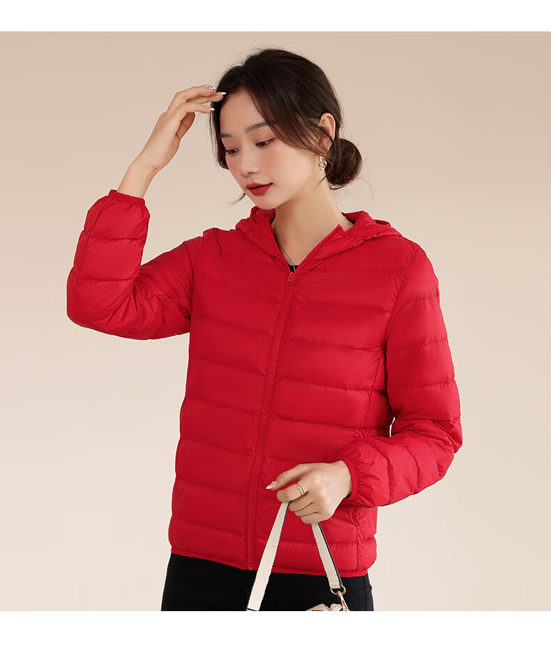 Jeanswest Women's Spring Autumn Hooded Lightweight Short White Duck Down Jacket Black S 18