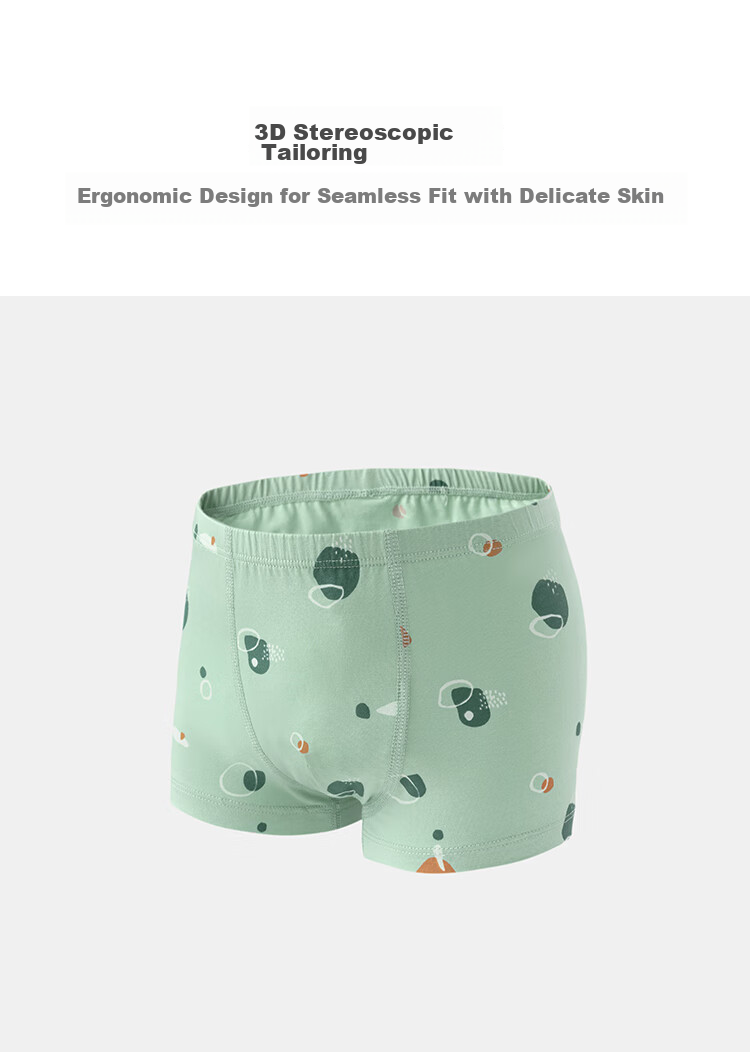 Junejunior [Under Babylove Brand], Children's Underwear for Boys And Girls Aged 3-12, 3D Cut Boxer Briefs, Spring And Summer, 3-Pack 7