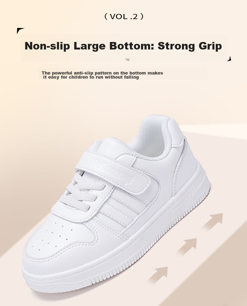 Follow Me Boys And Girls Sports White Sneakers Children's School Campus Shoes Spring Autumn Fashion Breathable Performance Casual Shoes Xueyuanbai 37 6