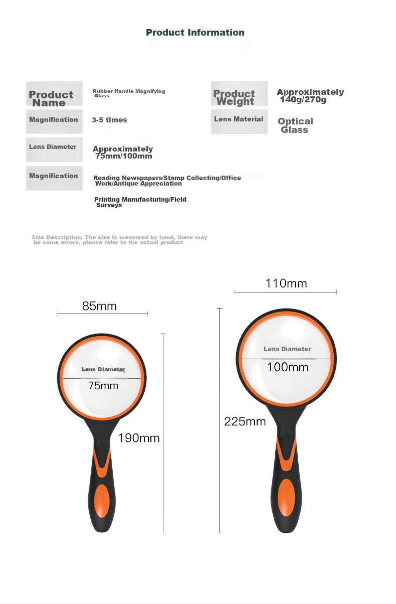 StarMICRO Magnifying Glass, High-Definition Handheld Magnifier for Children And Elementary School Students, Elderly Reading Magnifier, High-Magnification, Extra-Large, Portable, Shockproof And Drop-Resistant, 100MM 6