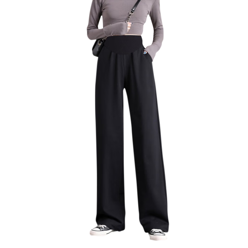 JOYNCLEON Maternity Pants, Summer Women's Wide-Leg Casual Trousers for Outer Wear, Thin Base Layer Pants, Plus Size, Black XXL, Jyk152328