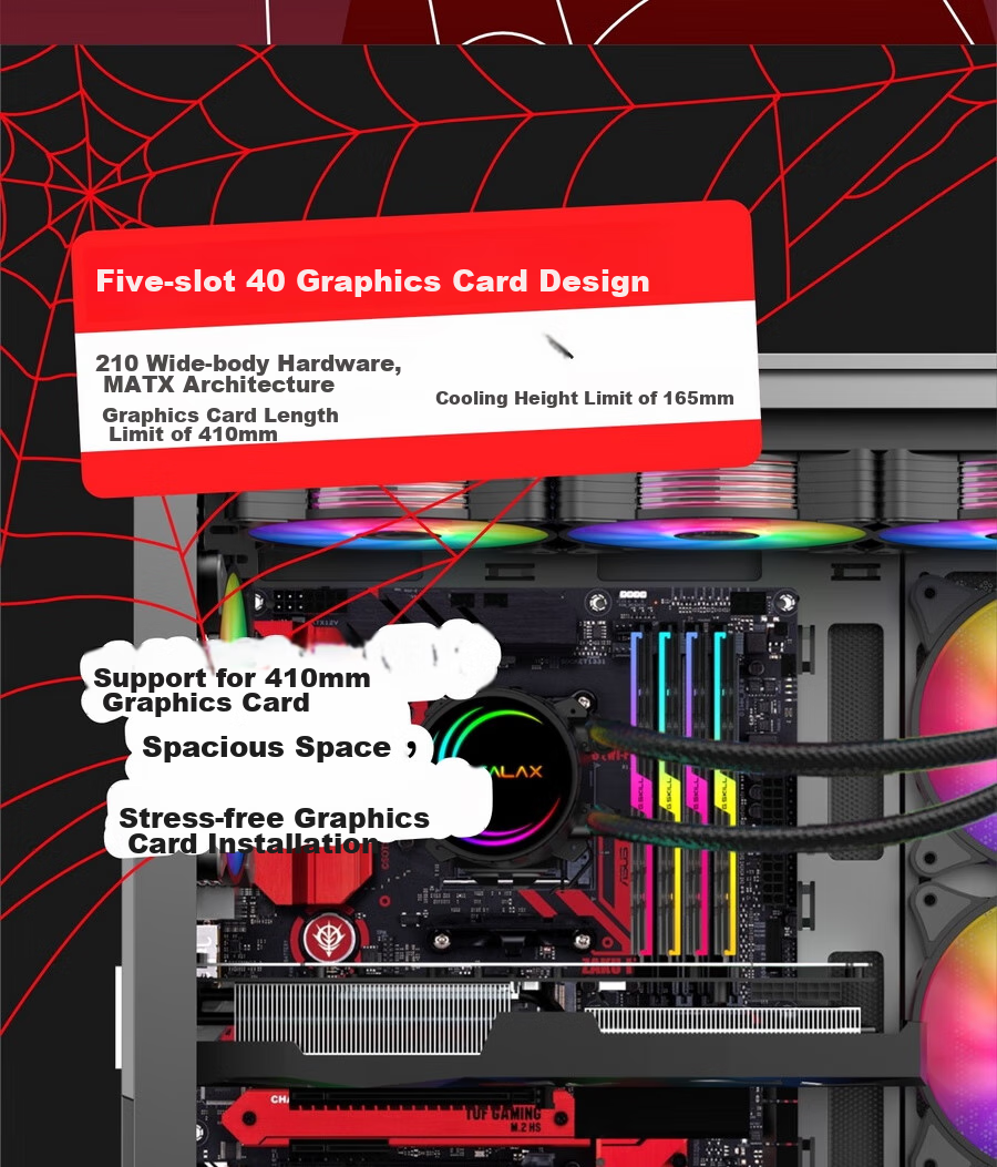 GALAX Voyager Gaming Office Desktop Computer Case (M-ATX Motherboard/Full Mesh Panel/Supports 360mm Water Cooling/Compatible with Long Graphics Cards/11 Fan Slots) 7