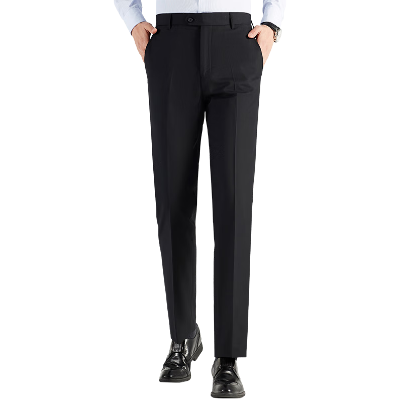 Romon Men's High-Waist Wrinkle-Free Business Dress Pants Casual Elastic Straight-Leg Trousers for Dad