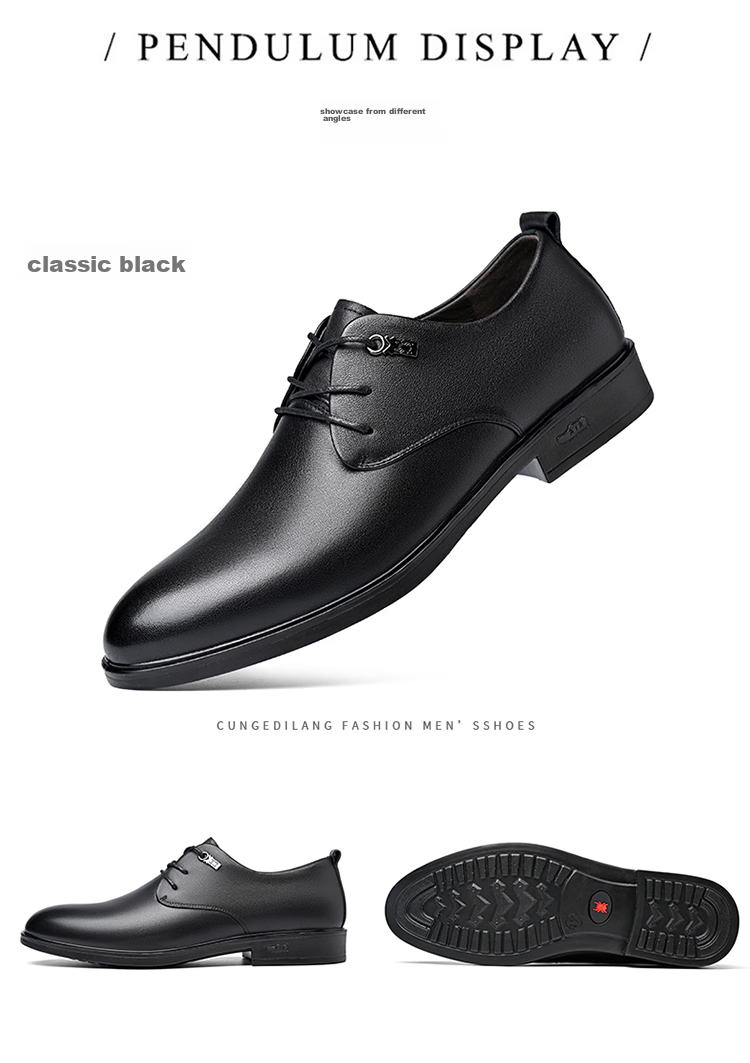 SPIDER KING Men's Leather Shoes, British Style Lace-Up Formal Shoes, Versatile Comfortable Business Casual Shoes, 22393 Black, Size 37 16