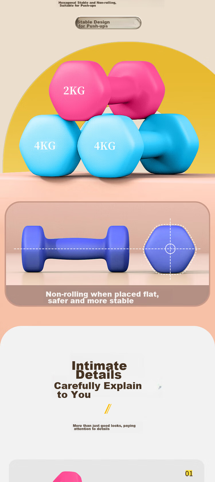 Chengyue Color-Coated Dumbbells for Men And Women, Home Fitness Shaping Equipment Set, 4kg*2 Light Blue CY-529 7