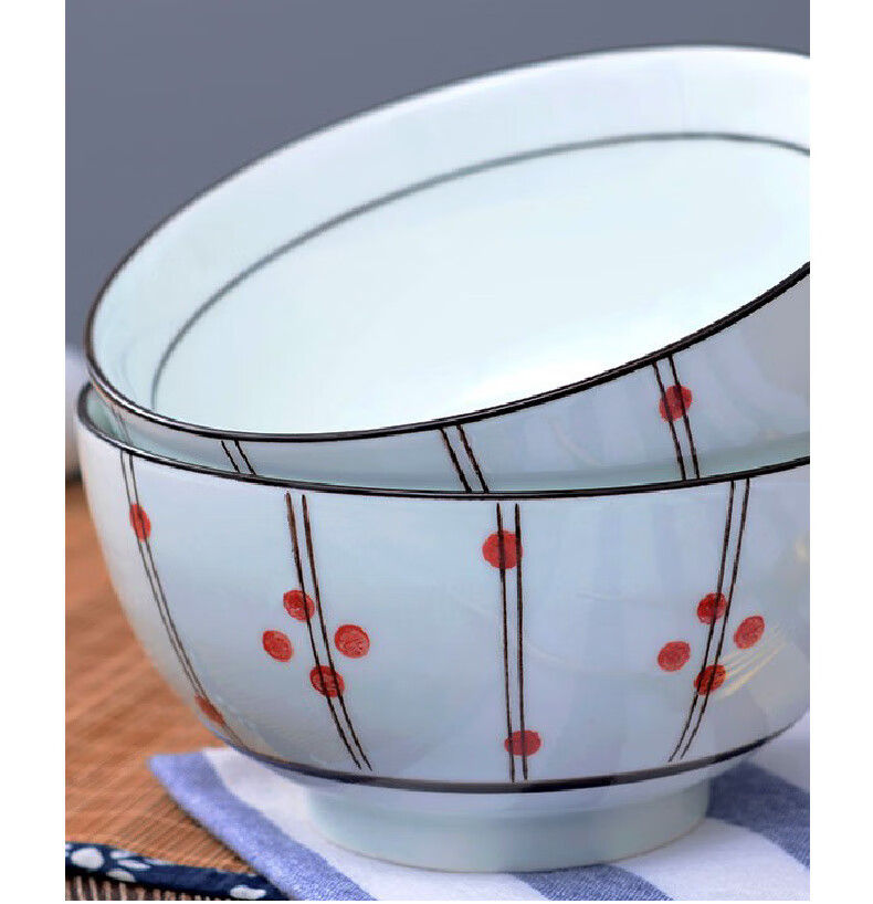 Hechuanwu Ceramic Bowls Japanese Underglaze Color 6-Inch Noodle Bowls Home Rice Bowl Set 2-Piece Set Antique Color And Fragrance 3