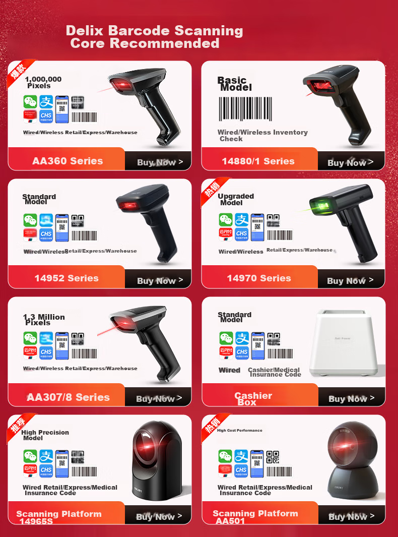 Deli Barcode Scanner, QR Code Scanning Gun, Express Delivery Logistics Query Warehouse Spare Parts Medical Insurance Product Barcode Scanner Pharmaceutical Traceability, High-Precision Version 14950 1