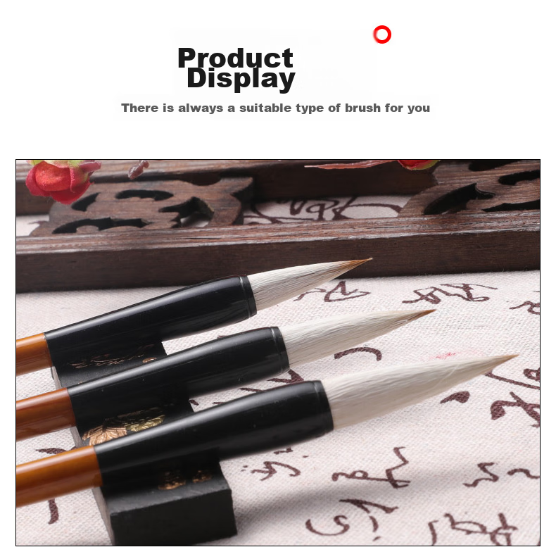 Marie's Mixed Hair Brush Set of 3: Large, Medium And Small Sizes. Mixed Hair Brush in Regular Script. Four Treasures of The Study for Calligraphy, Landscape Painting, And Chinese Painting. Beginner's And Student's Practice Calligraphy Brush G1353 6